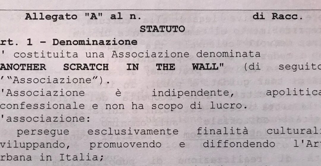 È nata l’associazione culturale Another Scratch In The Wall